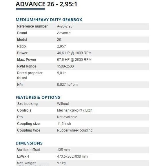 GEARBOX KAPAL / Marine Gearbox 26 ADVANCE TERLARIS