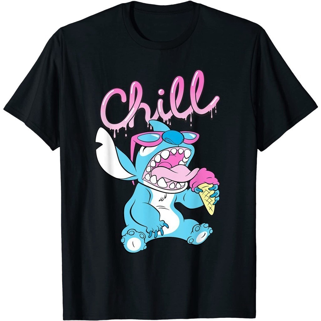 Pinky Project - Baju Kaos Disney Lilo and Stitch Neon Ice Cream Chill Drip T-Shirt Premium Cotton Co
