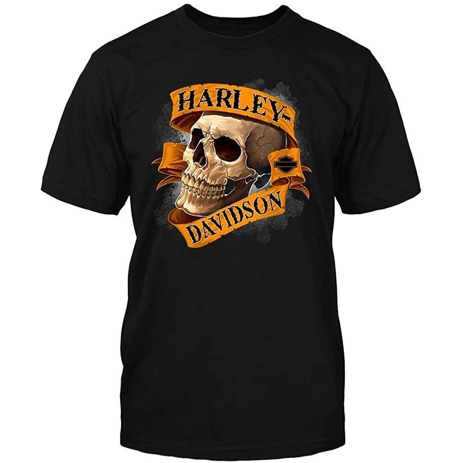 Baju Kaos Harley-Davidson Military - Men's Black Graphic T-Shirt Premium Cotton Combed 24s Original 