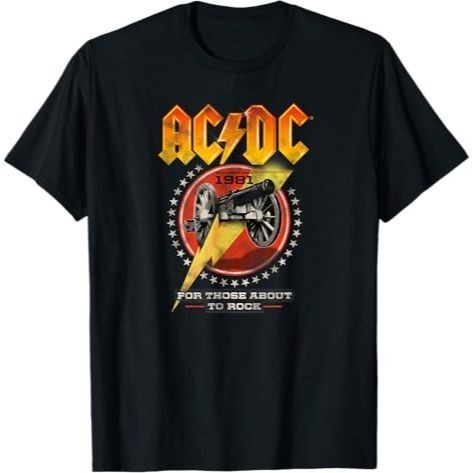 Baju Kaos pria Wanita ACDC Rock Music Band For Those About To Rock 1981 T-Shirt Cotton Combed 24s | 