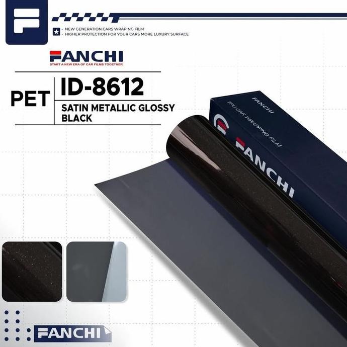 

Promo 50CM Sticker FANCHI ID-8612 Satin Metallic Glossy Black PET per 50CM COD
