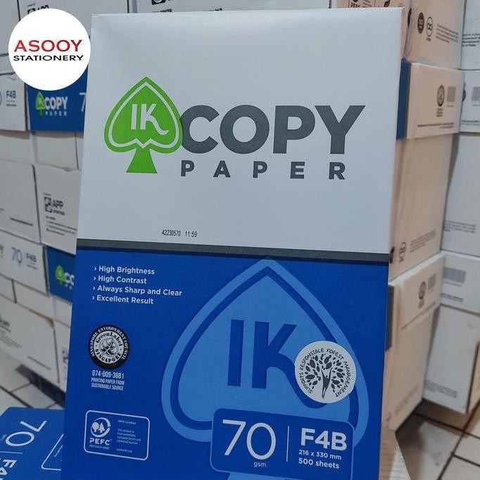 

Kertas hvs / kertas photocopy F4 (Folio) 70 g IK COPY PAPER - 5 rim