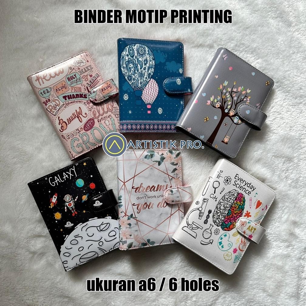 

Ready Binder Motip Printing Ukuran A6/6 Holes Bahan Kulit Sintetis