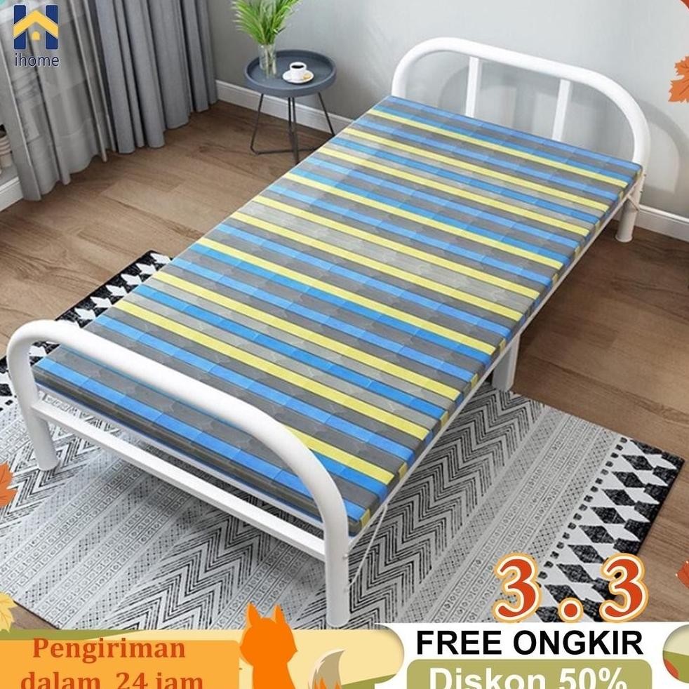 Ranjang Lipat Kasur Lipat Ranjang Besi 100cm Folding Bed Portable