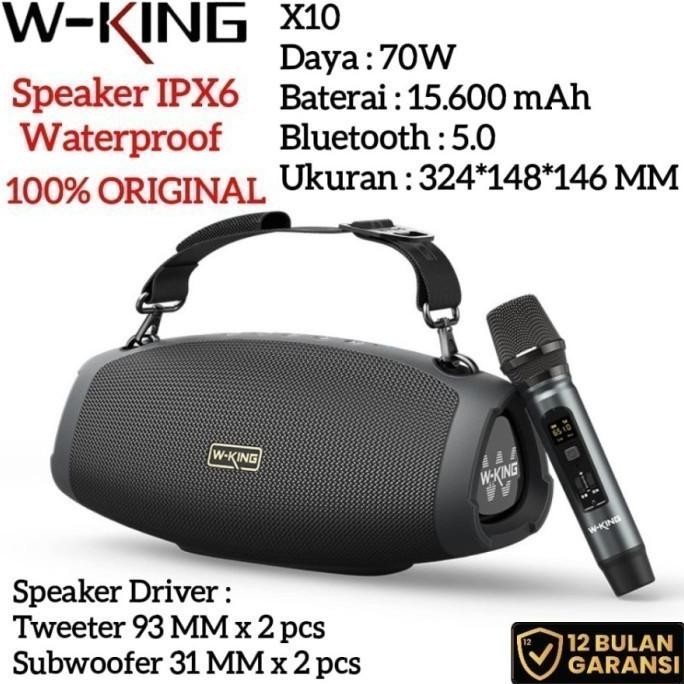 TERMURAH - Speaker Bluetooth Karaoke WKING X10 1 Mic Portable Wireless Waterproof