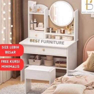 Meja Rias Kaca Bulat Meja rias Putih Minimalis