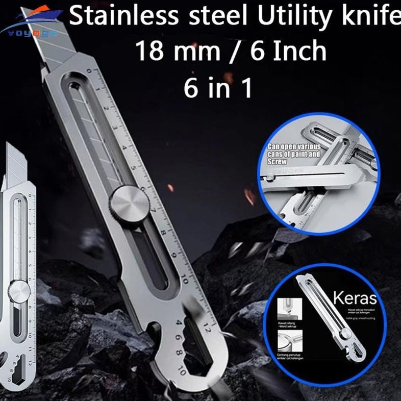 

NEW!!! NEW!!! 10 Blades6 IN1 Cutter Pisau 18mm multifungsi Cutter Besi Stainless Besar 10pc Pisau Set Cutter Pisau Pemotong Kertas