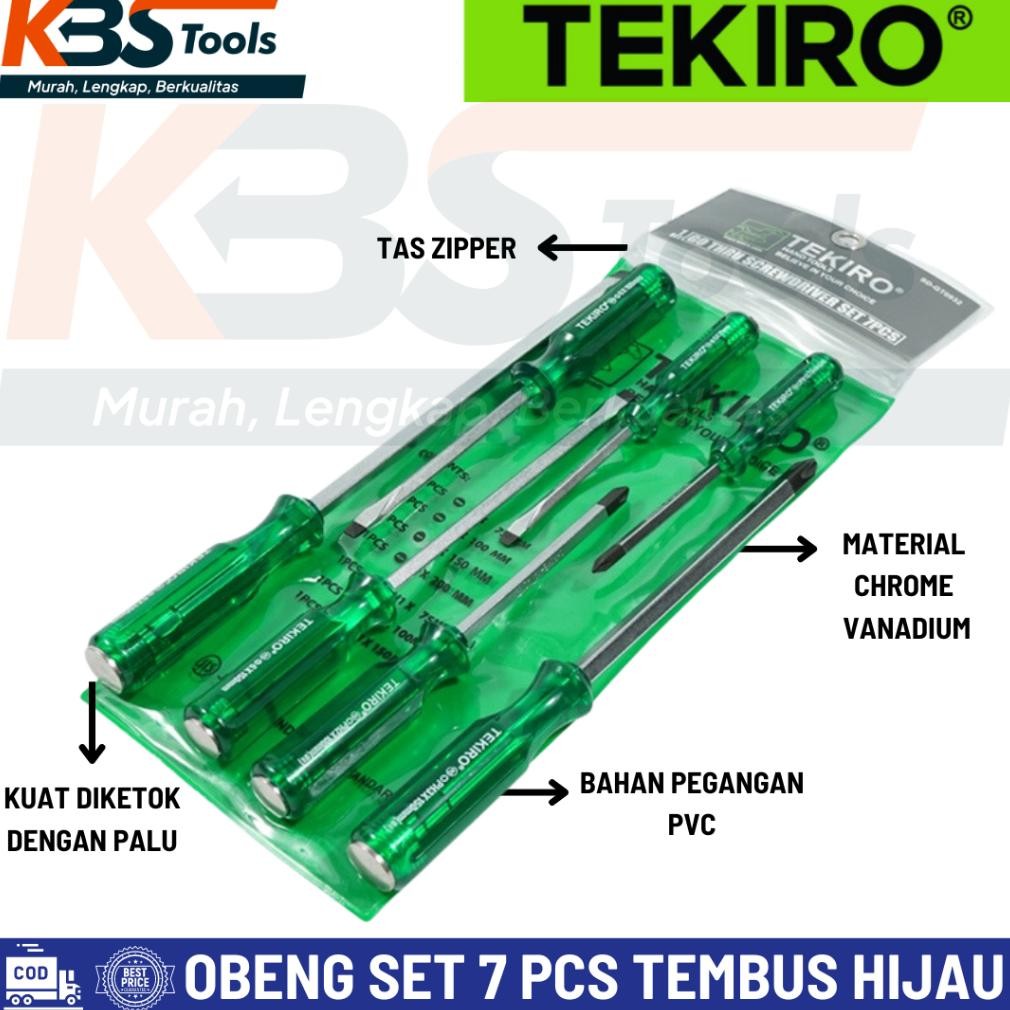 Terlaris Tekiro Obeng Set 7 Pcs Tembus Hijau Transparant / Obeng Tumbuk / Ketok CG0932 tekiro JIS