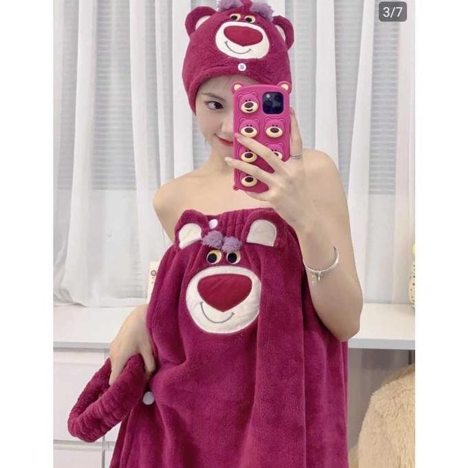 TERLARIS - Handuk Mandi Karakter Lucu Set 3pcs / Handuk Wajah Lotso | Kuromi | WinnieThePooh | Hando