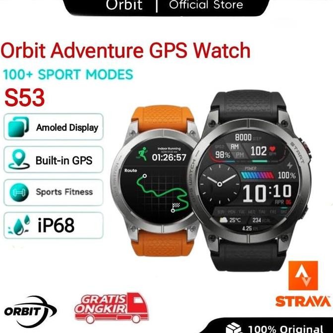 TERMURAH - ORBIT S53 Stratos 3 Smart Watch Real GPS 1.43" AMOLED 24H Health Monitor IP68 Waterproof 