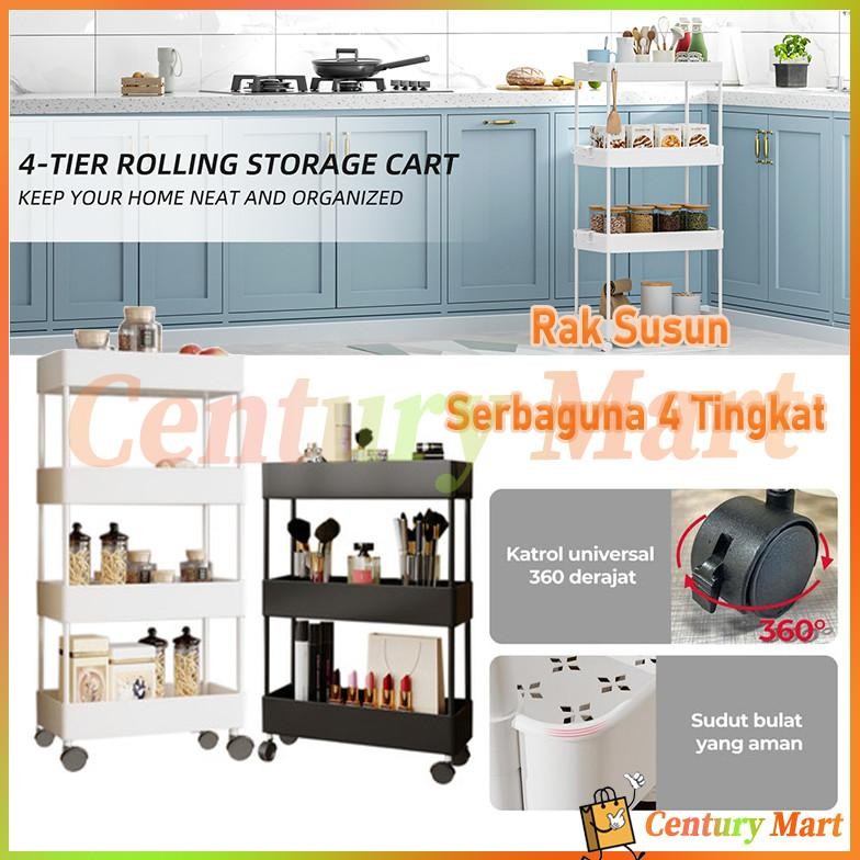 Rak Kamar Mandi Square /Rak Persegi Dapur Plastik 4 Susun/Square Rak Toilet/Square Rak Serbaguna Den