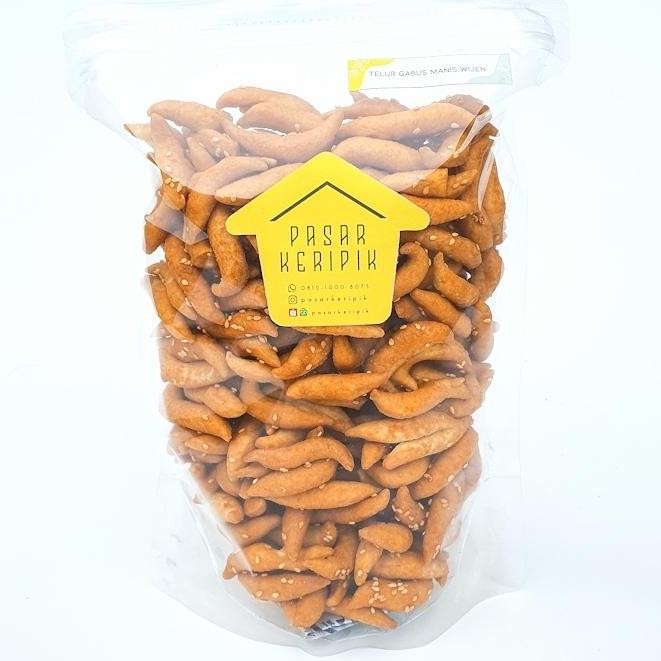 

Terlaris Pasar Keripik Telur Gabus Manis Wijen Size Besar 475G