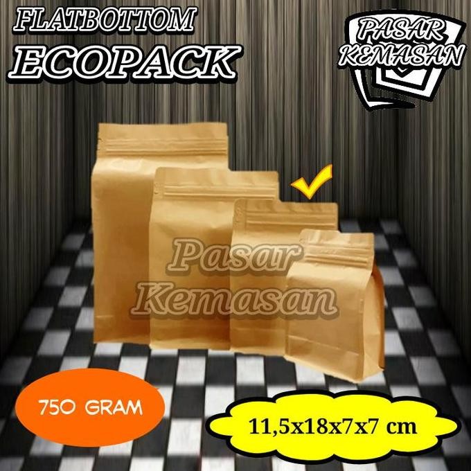 

Produk Baru!! FLATBOTTOM ECOPACK 750 GRAM KEMASAN KOPI-BUBUK-SNACK