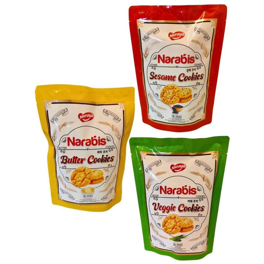 

Terlaris Naraya Narabis Cookies 220G Kukis Kue Kering Dengan Wijen Hitam Sesame Veggie Vegetable Butter Cookies Halal