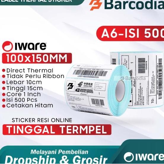 

new kertas label bare stiker thermal 100x150 mm - isi 500pcs