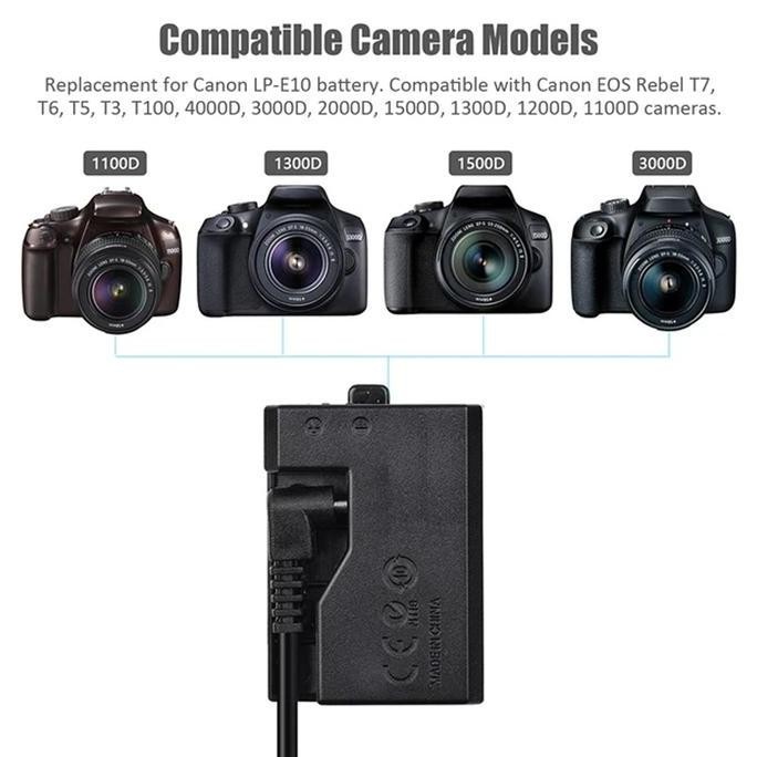 no brand dummy battery for canon lp-e10 - dc coupler baterai untuk vlog & timelapse battery colok li