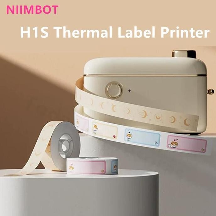 

new niimbot h1s h1 printer termal portabel mini kertas label kontinyu alat cetak pembuat label seluler perekat ukuran stiker diy