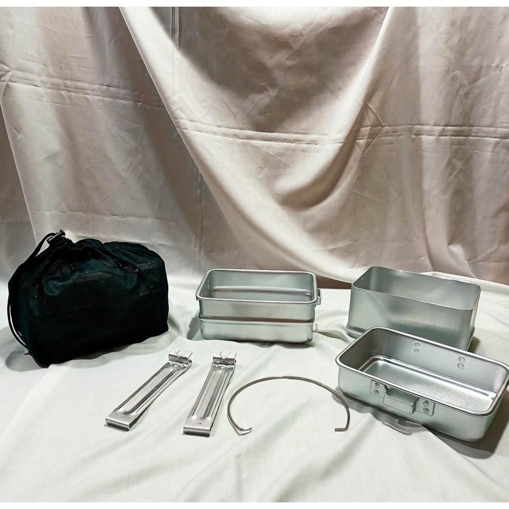 NESTING KOTAK TNI/ ALAT MASAK CAMPING/ COOKING SET KOTAK/ NESTING TNI AST