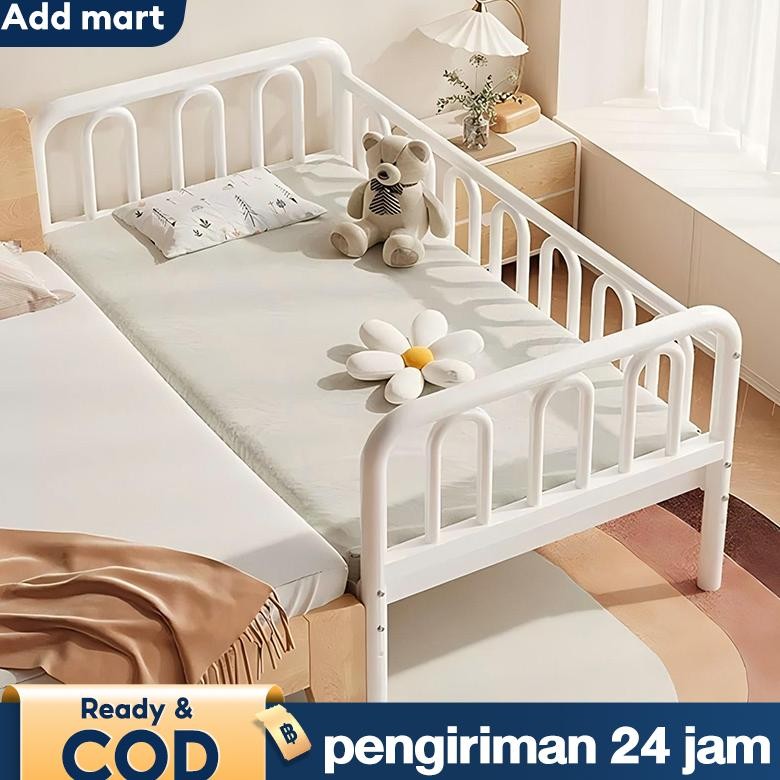 Ranjang Anak Besi 3 Pagar Tempat Tidur Bayi Anti Karat Ranjang Sambung Pipa Persegi