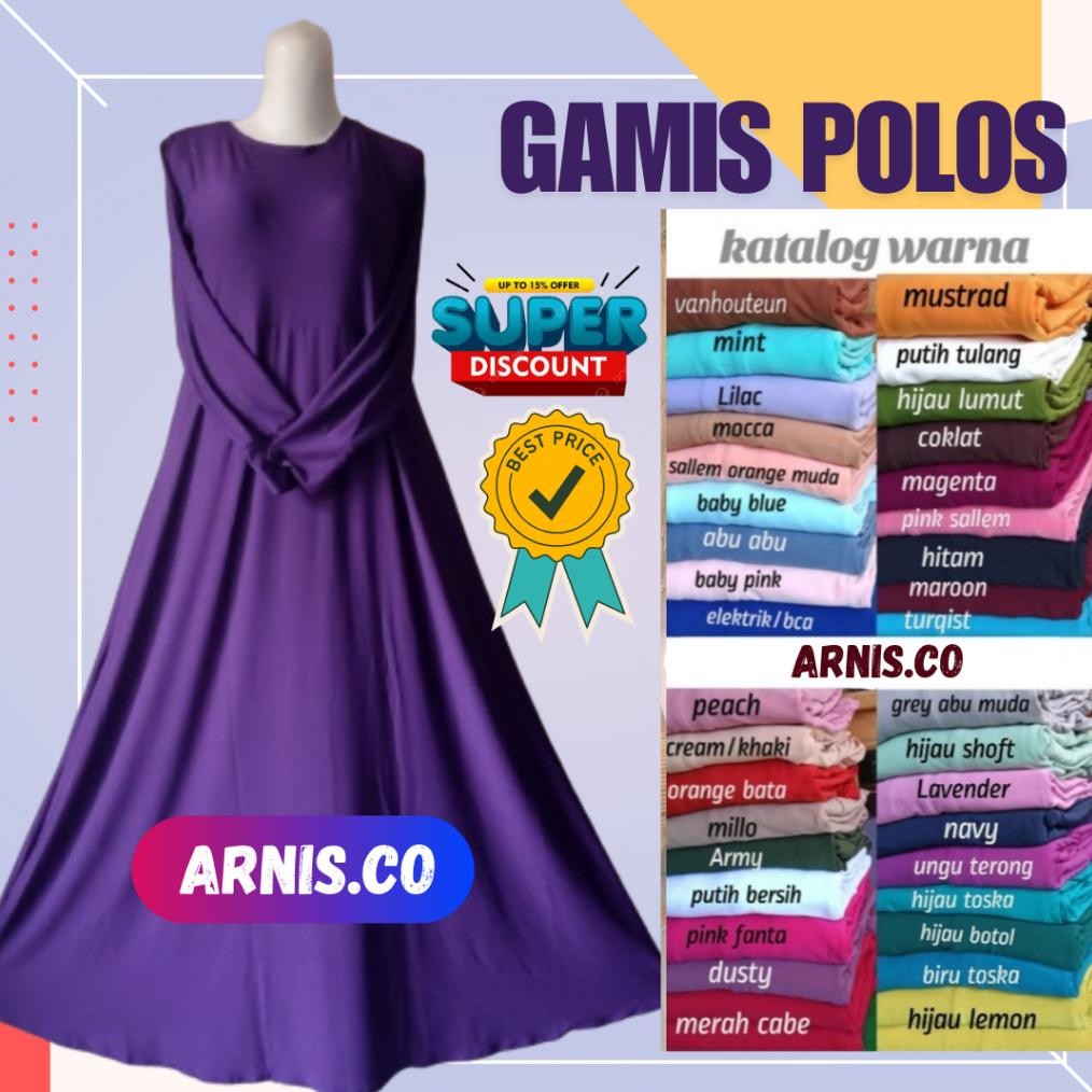 ND Arnis - Grosir Gamis Polos Inner Bahan Jersey Premium