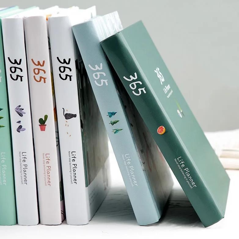 

365 Planner Notebook Colorful Inner Page Illustration Daily Yearly Plan Diary Book Record Life Agenda Journal Notepads