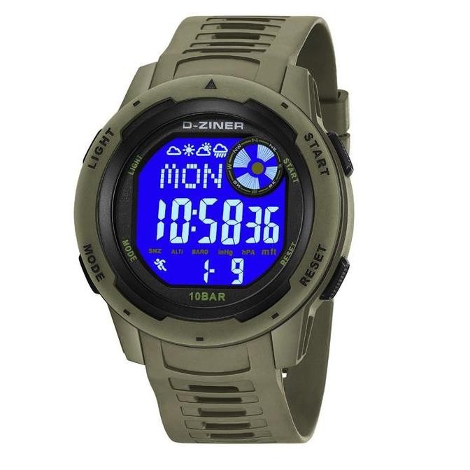 Grosir Diskon   Dziner Jam Tangan Pria Dziner 8351 Rubber Double Time Water Resistant 3 Atm Watches