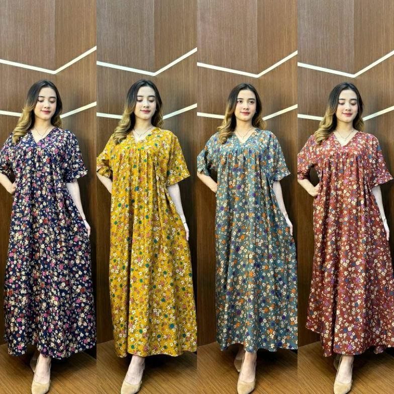ND Dress Hawet/Kanaya Dress/Longdress Rayon/Mididress Rayon Bunga/Daster Kimono/Dress Jumbo
