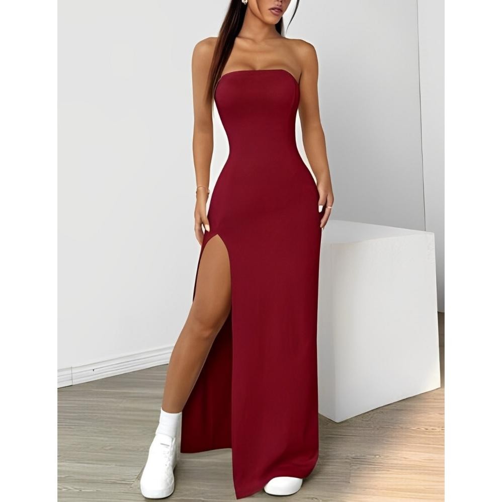 ND Dress Bodycone KEMBEN BELAH PANAJNG gaun pesta wanita elegant MAXI panjang paha belah sexy outfit