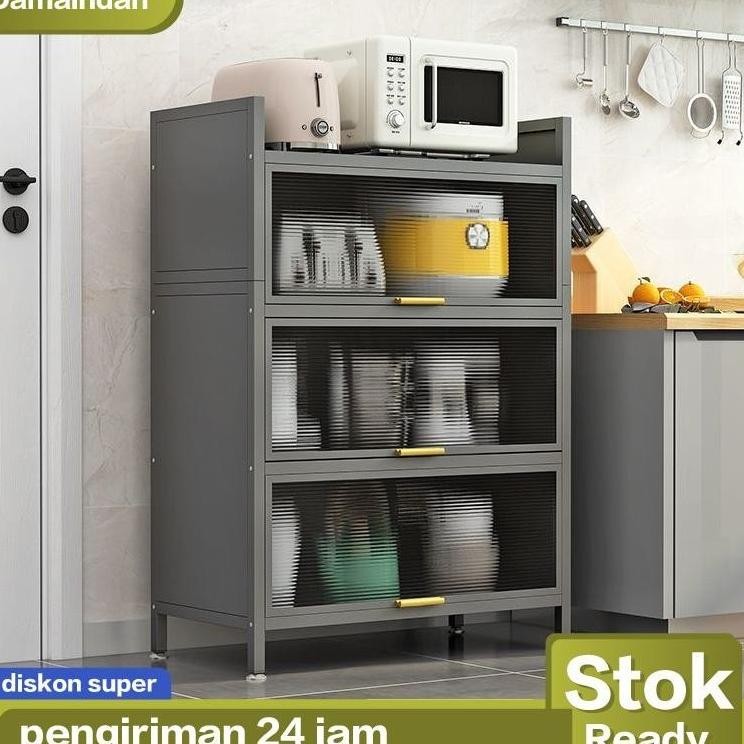 Rak Piring Tertutup Lemari Dapur Lemari Rak Piring Aluminium Rak Dapur Serbaguna Rak Kabinet Rak Pen