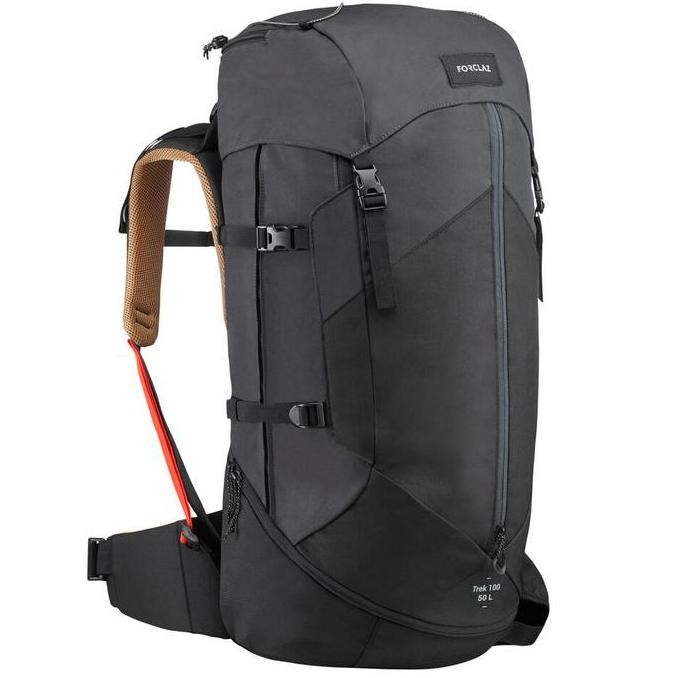 Sale Decathlon Forclaz Tas Mendaki Pria Carrier Backpack Trek 100 Easyfit Black 50L - 8559690