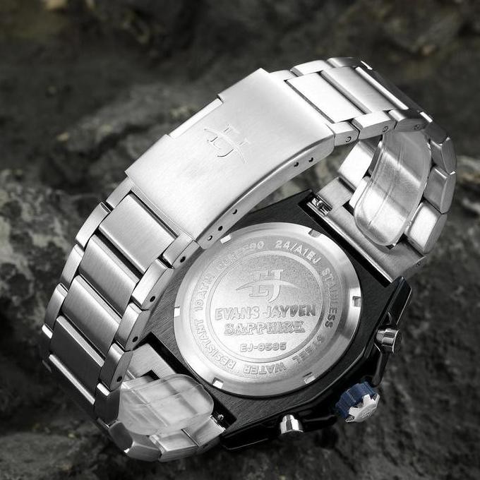 Promo Diskon Evans Jayden Jam Tangan Pria Ej 9585 Rantai Stainless Steel Chronograph Kaca Sapphire W