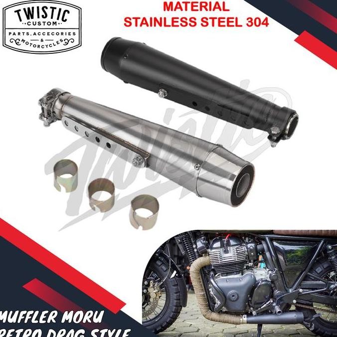 Knalpot ffler Silencer Moru Motor Royal Enfield W175 W250 SR400 Harley Triumph Universal Custom Bobb