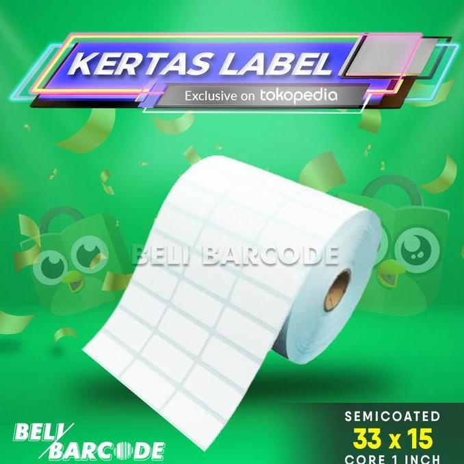 

new label bare semicoated 33x15 - 33 x 15 kertas stiker