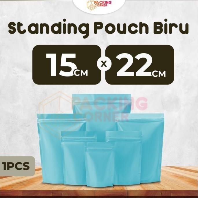 

Produk Baru!! Standing Pouch Biru 15x22 Zipper Kemasan Snack Kopi 50gr PREMIUM