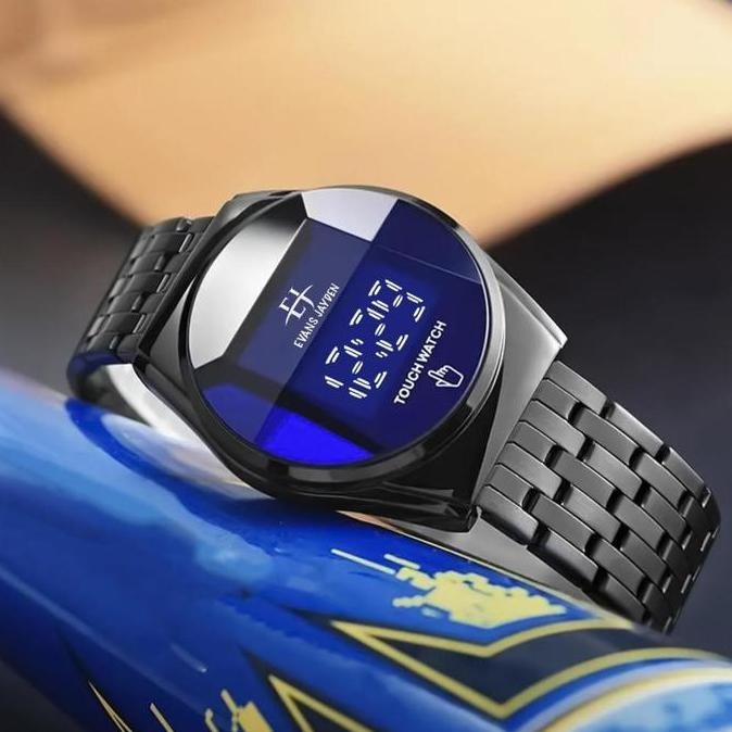Promo Diskon Evans Jayden Jam Tangan Pria 9954 Rantai Stainless Steel Digital Touch Screen Sapphire 