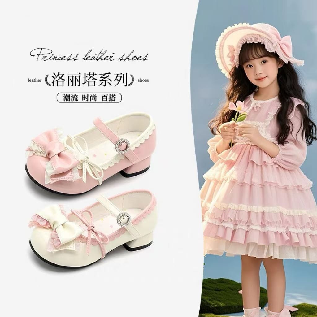 Sepatu Kulit Hak Tinggi Anak Perempuan, Sepatu Putri Kecil, Sepatu Retro, Sepatu Lolita