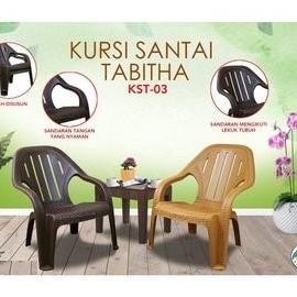 SET KURSI SANTAI ROTAN TABITHA KST KURSI OUTDOOR KURSI TERAS HITAM COKLAT TUA COKLAT
