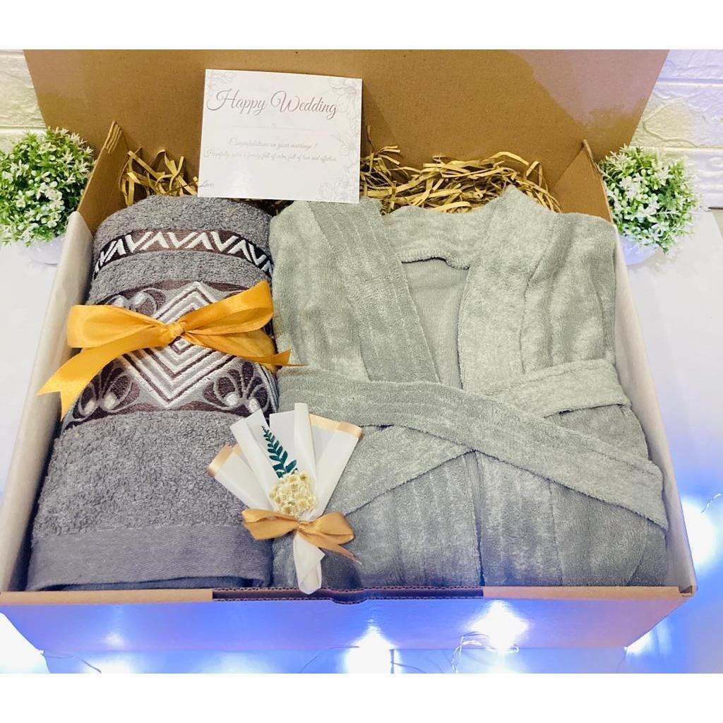 Ausat_ Hampers Handuk Kimono Mandi / Seserahan Handuk Kimono Set / Kado Pernikahan Handuk Mandi Kimo