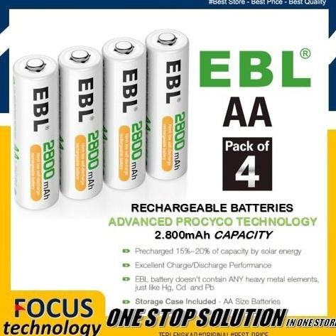 TERBARU - EBL Battery AA 2800 mAH Rechargeable