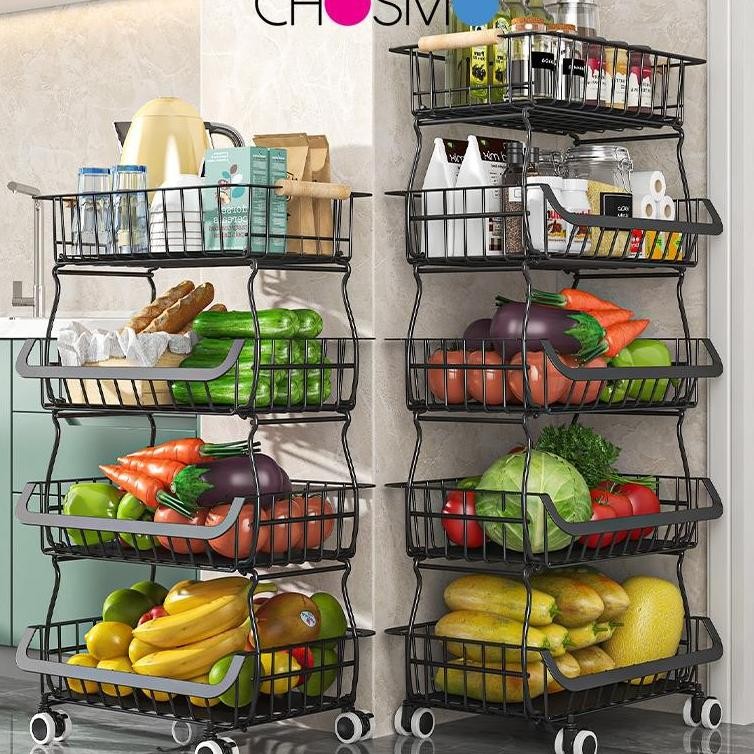 Rak dapur multifungsi rak keranjang buah dan sayuran rak keranjang bawang keranjang sayur dan buah