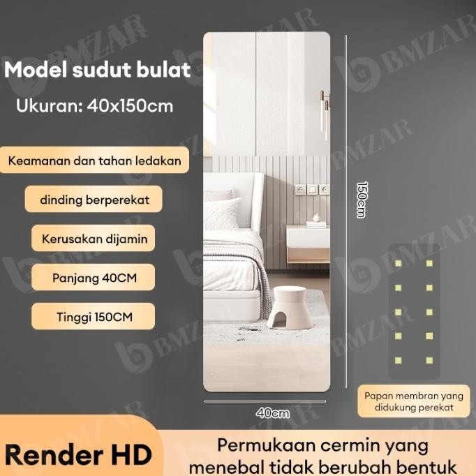 Cermin Stiker Dinding Cermin Full Body Acrylic Plastic Stiker Cermin W Co