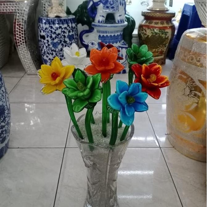 Bunga Mawar Kristal / Bunga Mawar Kaca Tinggi 35 Cm Co