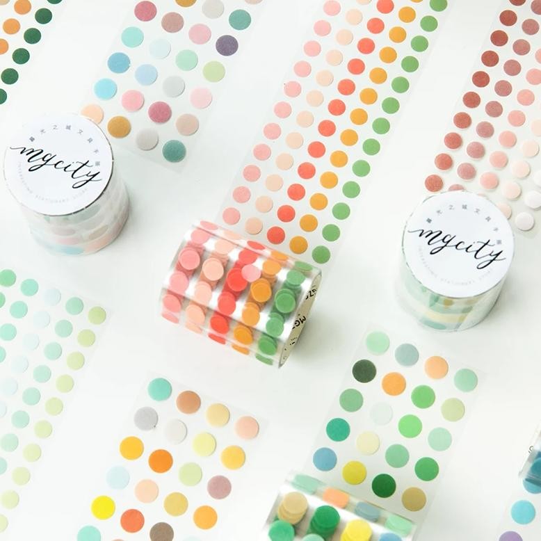 

Yoofun 5*300Cm Color Dots Decorative Adhesive Washi Tape Masking Tape Diy Scrapbooking Sticker Label Japanese Stationery