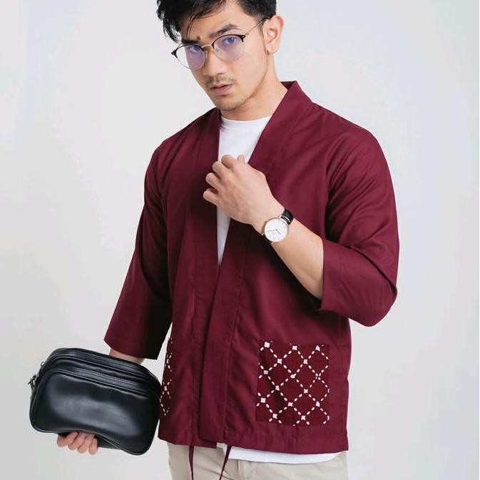 D'GAWAN Outer Batik Pria  Hako Kimono army baju Motif Panjang Katun Tebal Bisa Cod ps