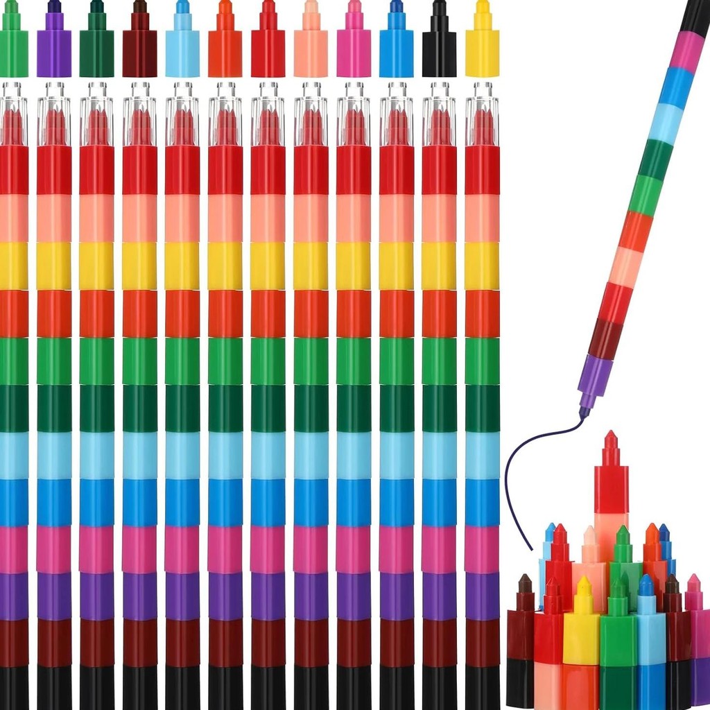 

8 Pcs Stackable Crayons Stacking Buildable Crayons Colorful Stackable Crayons Party Favors Diy Rainbow Pencils, 12 Colors