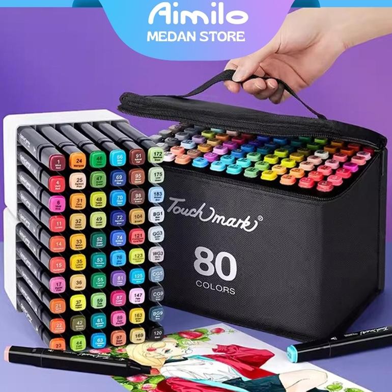 

Aimilo - Spidol Warna Warni 1 Set Sketch Marker 2 Tip Touch Marker 48/60/80 Warna