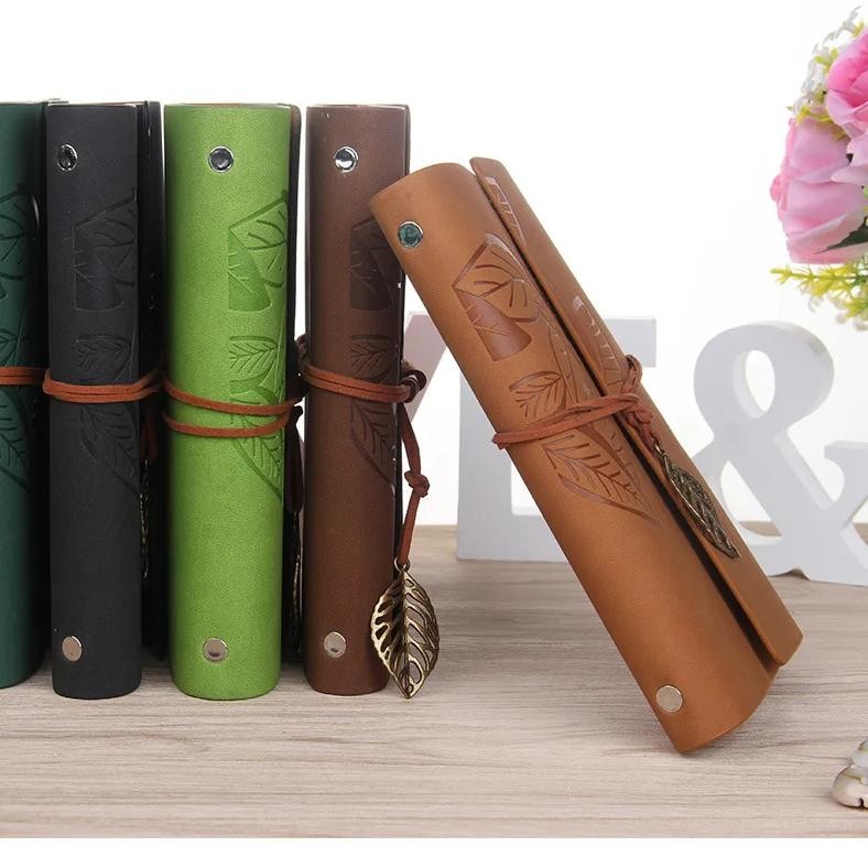 

1Pc Retro Leaf Notebook School Office Stationery Diary Notepad Literature Pu Leather Note Book Traveler Journal Planners Gifts