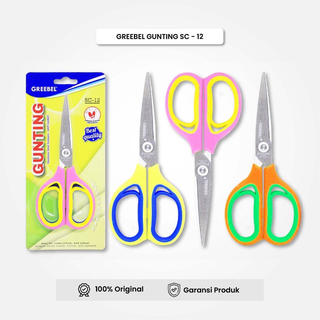 

Gunting Sedang Scissor (SC-12) GREEBEL / Gunting Stainless / Anti Karat Nyaman Digenggam