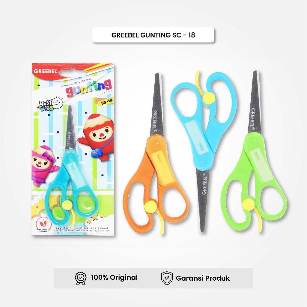 

Gunting Scissor Karakter Lucu (SC-18) GREEBEL / Gunting Sekolah Mini Stainless Anti Karat Nyaman Digunakan