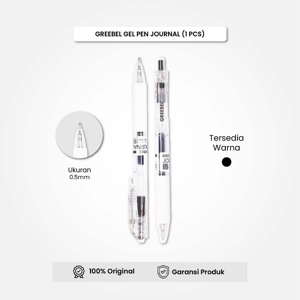 

GREEBEL Gel Pen Pulpen Pena GP-514 Journal Hitam 0.5 (1PCS) / Pulpen Gel Murah Grosir